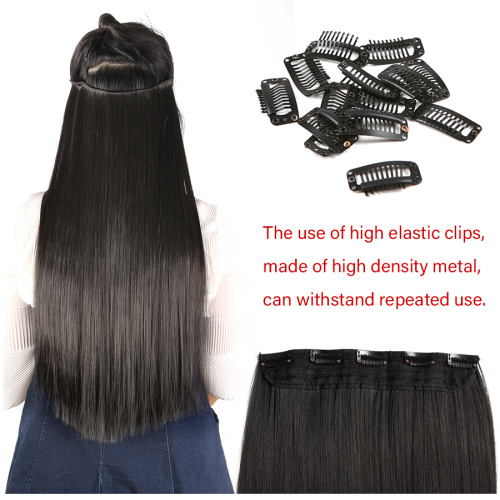 Alileader Best Colorful Long Straight Hairpiece Smooth Thick 5 Clips Synthetic Hair Extension Clip in