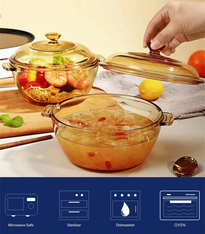 High Borosilicate Glassware Binaural Casseroles For kitchen