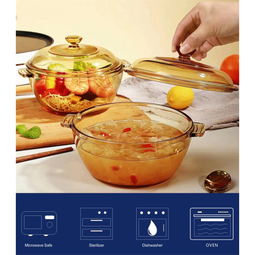 High Borosilicate Glassware Binaural Casseroles For kitchen