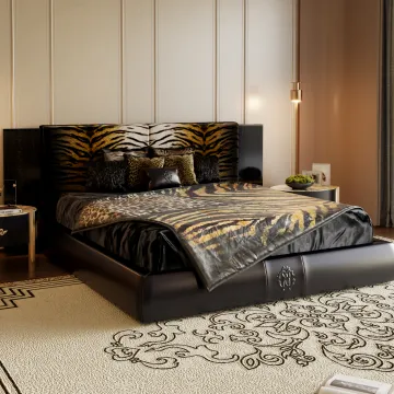 Luxury Black Leather Bed Frame