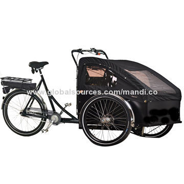Electric Cargo Bike, Attractive Black Frame and Black Box