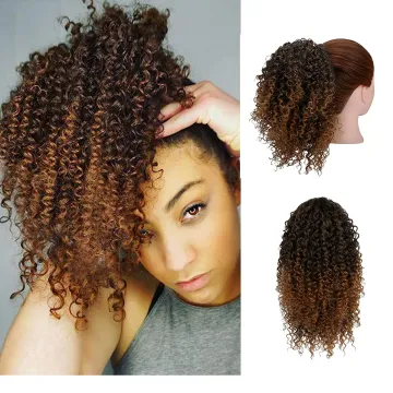 Afro Kinky Curly Ponytail Afro Kinky Curly Drawstring Ponytail Synthetic Hair Extension Clip In Hair Tail Hairpieces Wig Ponytai