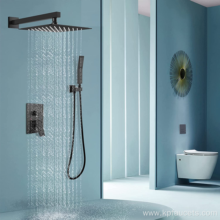 Matte Black Bathroom Shower Wall Mounted Faucet