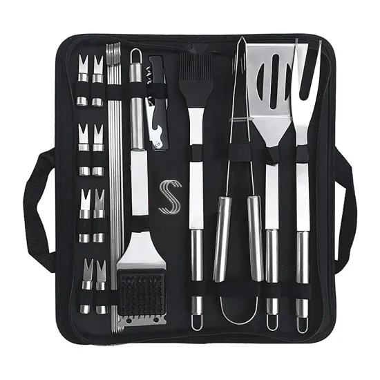 Complete 23-Piece BBQ Tools Set: Premium Stainless Steel Outdoor Grilling Accessories with Durable Storage Bag