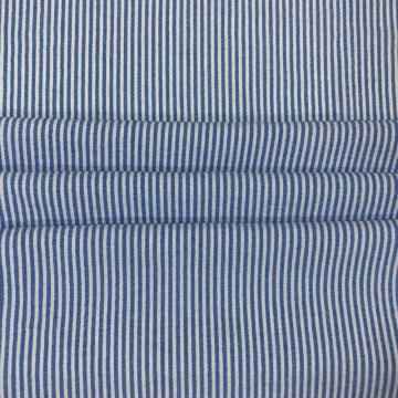 T / R / N Niebiesko-biały Chambray Stripe Crepe Fabric