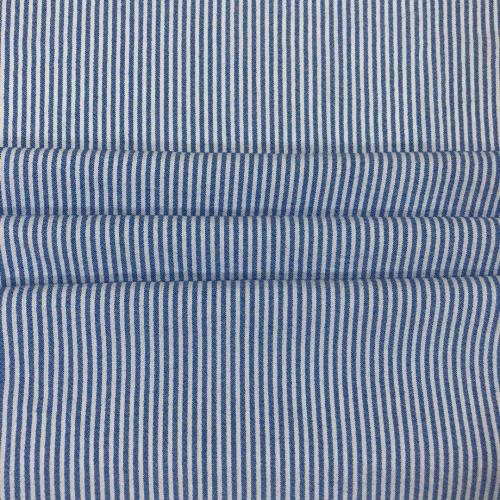 T / R / N Niebiesko-biały Chambray Stripe Crepe Fabric