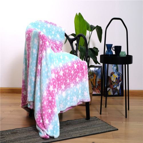 Fancy Double Fleece Blankets Fancy Colorful Rainbow Printed Girl's Fleece Bed Blankets Supplier