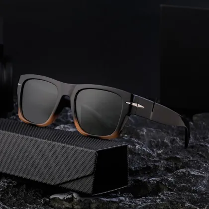2024 Vintage Luxury Brand Square Frame Polarized Sunglasses for Men