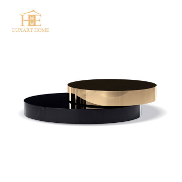 Minimalist Black Glass Rotatable Coffee Table