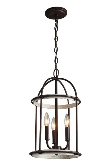 11 Inch Wood Accent Lantern Steel Chandelier light