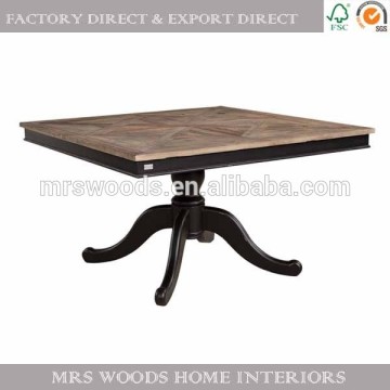 french country style black leg recycled elm wood parquetry top dining table vintage solid wood table