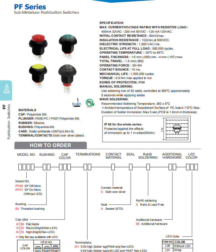 Waterproof Push Button Switch