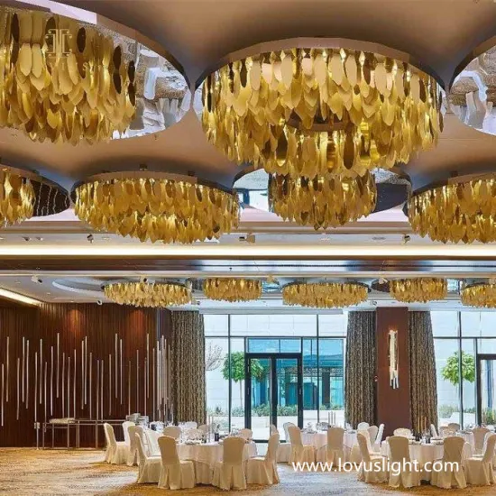 Golden sunflower shape chandelier decorative ceiling engineering project chandelier hotel hall conference hall chandelier