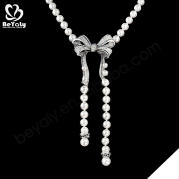 Fine women's silver bowknot pearl beads pendants