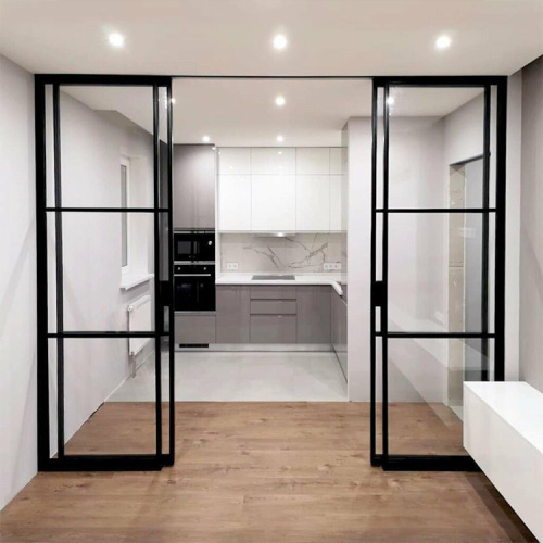 Modern Sliding Doors Black Aluminum Frame System Sliding Door Soundproof Supplier