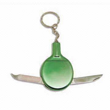 Stainless Steel Fancy Keychain with Red Aluminum Surface Coating