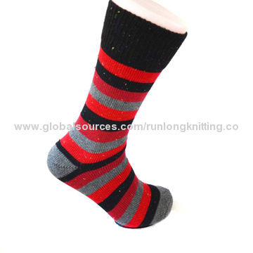 Men's double needles calf-length socks