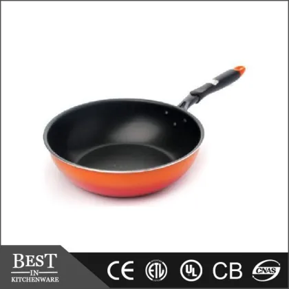 non stick orange Flat bottom wok pan Japanese wear sticky bottom frying pan