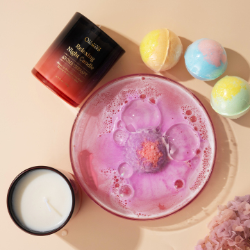 Bombe da bagno arcobaleno personalizzato OEM all'ingrosso con kit di candele per una rilassante esperienza spa