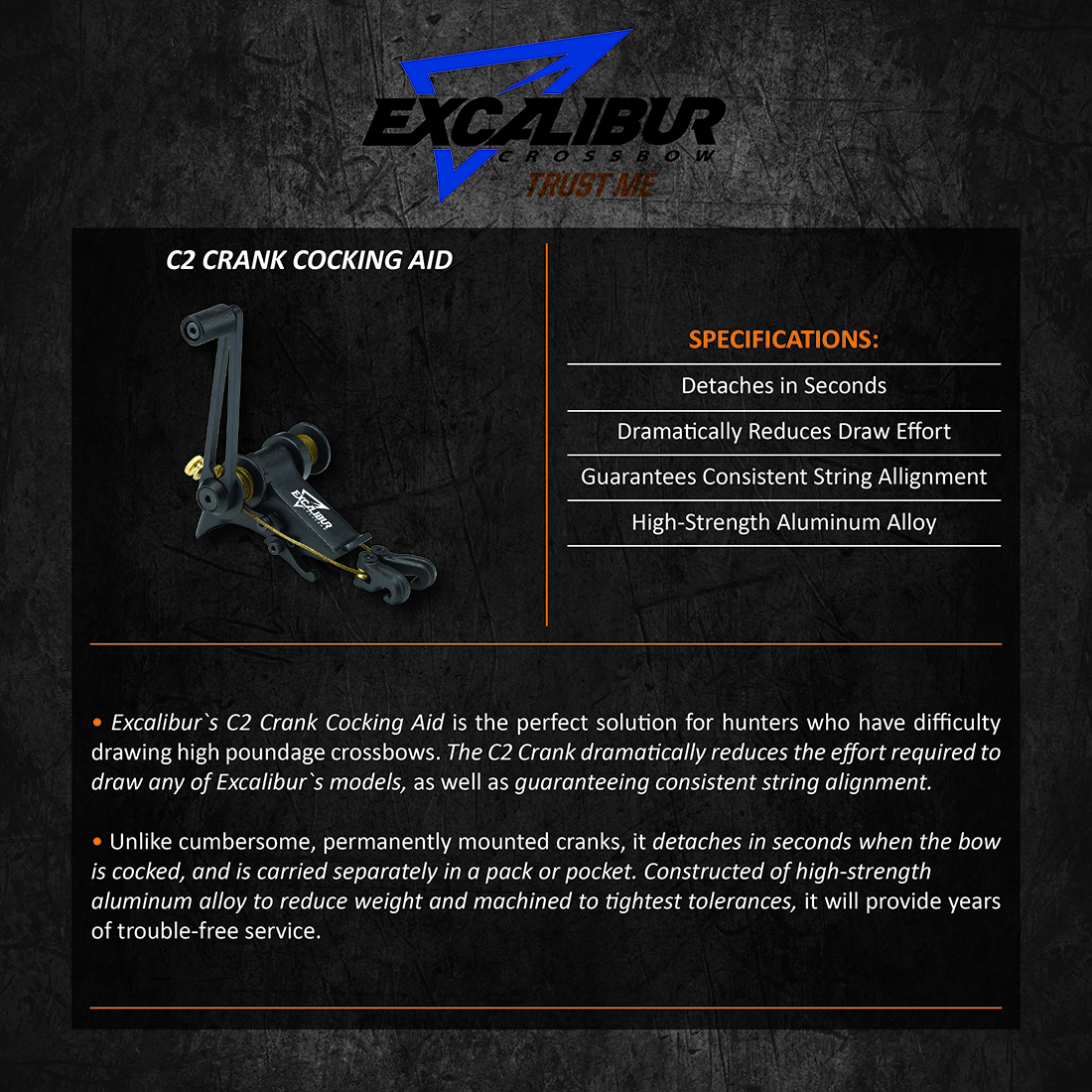 Excalibur Stock Mounting Bracket For Charger EXT Crank Cocking Aid – Archery Replacement Part