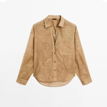 Women's simple casual versatile cotton blend loose striped shirt