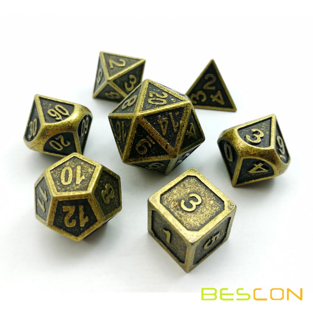 Ancient Brass Solid Metal Polyhedral Dnd Dice
