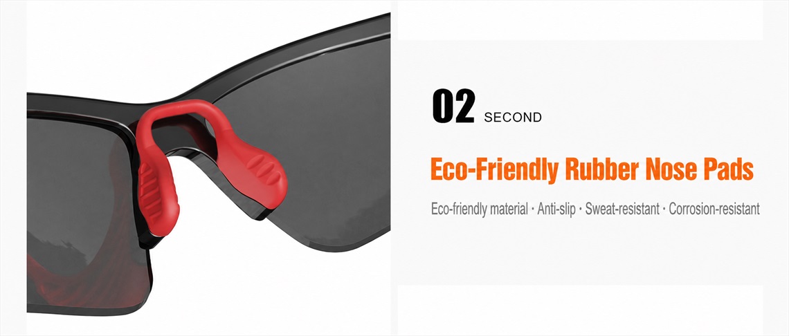 TR90 Polarized Half-Rim Sports Sunglasses ME2200-Eco-Friendly Rubber Nose Pads