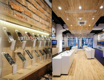 Mobile phone retail store interior designs wooden display counters