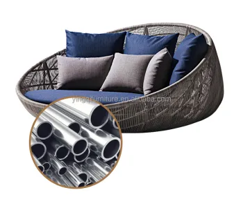Modern Outdoor Round Rattan Rope Bed with Aluminium Alloy Frame