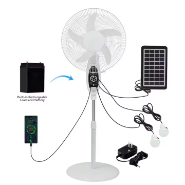 16-Inch LED Lights Solar-Powered Fan with USB Charger for Phone