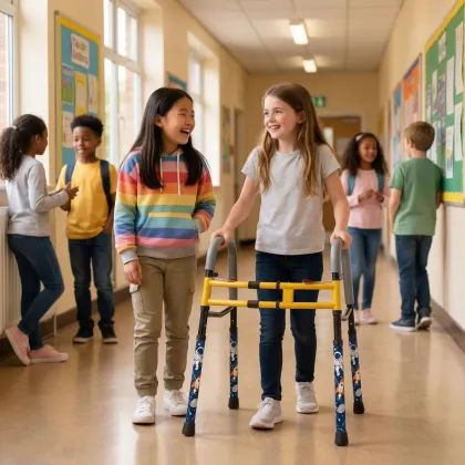 Foldable Pediatric Walker with Printed Design