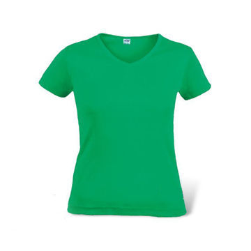 Women's V-neck T-shirt in Solid Color, Made of 100% Cotton, Various Sizes are Available