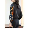 Schwarze Damen Casual Print Long Sleeve Shirt