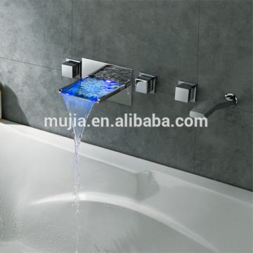 LPFW03 Brass chromed no battery needed wall mounted led tub faucet
