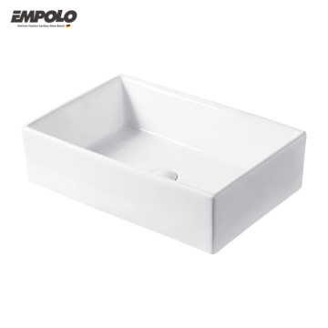 Modern Rectangular Oval Ceramic Hand Wash Basin with Vanity Cabinet for Bathroom Sink Installation