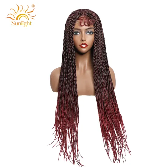 Sunlight Lace Vendors Synthetic ombre hair Front Frontal Closure High Temperature Braiding hair Braided Wigs For Black Women