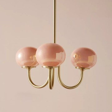 Nordic Modern Dining Entry Chandelier Set with Pink White Gold Glass Shades