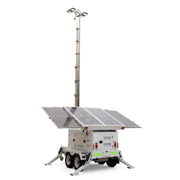 Telescopische lichttoren met zonne -energie en back -upgenerator