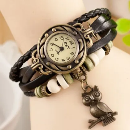 2015 multi layer jewelry women' s leather bracelet watch