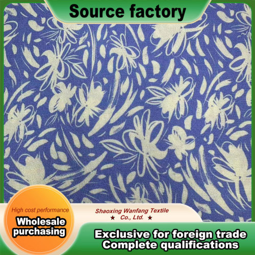 Narin Soluk Mavi Çiçekli Krep De Chine