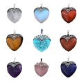 Gemstone Antique Silver Alloy Heart Pendant Necklace 45cm Black Cord