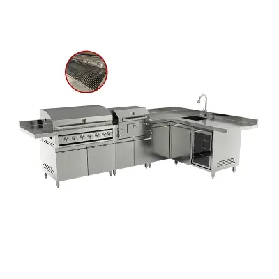 Commercial Use Lamb Beef Roast Built in BBQ Grill Kitchen Cabinet with Cooler
