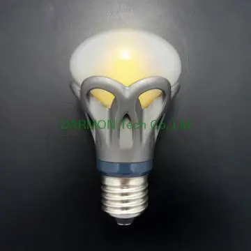 Frosted glass cover 6W LED bulb with E26/E27 base, 0~100% dimmable