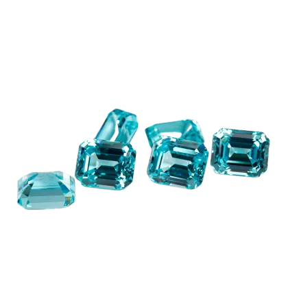Rectangular Chamfered Green Paraiba Gemstone Laboratory-Cultivated Treasure