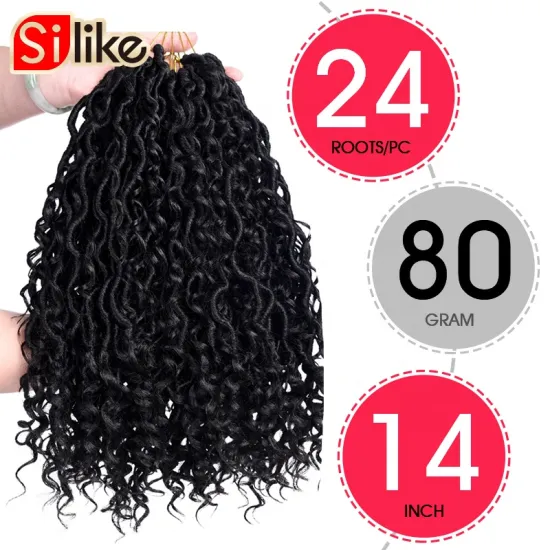 Faux Locs curly Crochet Braids14 Inch Soft Natural Synthetic Hair Extension 24Stands/Pack Messy Goddess Faux Locks Hair