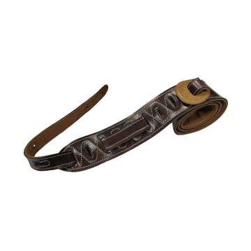 Black Leather Crossbody Guitar Strap for Electric Bass - Custom Blank Blanket Strap
