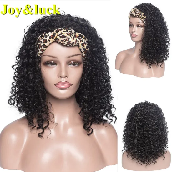 Wholesale African Hairband Black Scarf Wig Ladies Hair Natural Curly Braided Headband Wig for Black Women Synthetic Hair Wigs