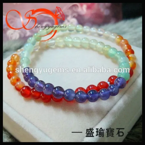 MC design 6mm natural rainbow crystal onyx agate colorful stone SMCB0100