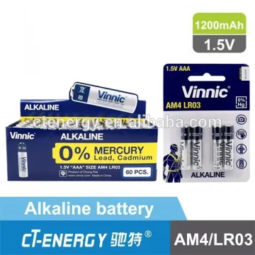 Good price for Alkaline battery AM4 1.5V /1.5v aaa/lr03 alkaline battery