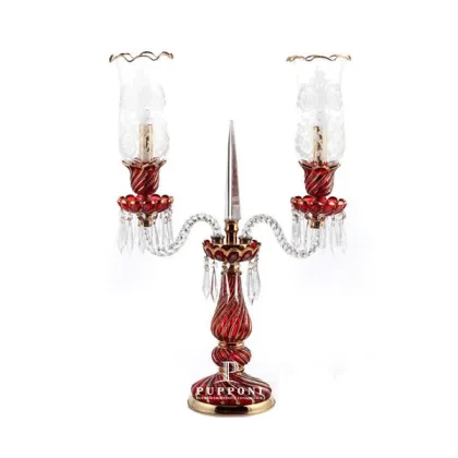 Bohemia Classic Style Red Crystal Table Lamp - 2 Lights E14 Bedroom Dining Room